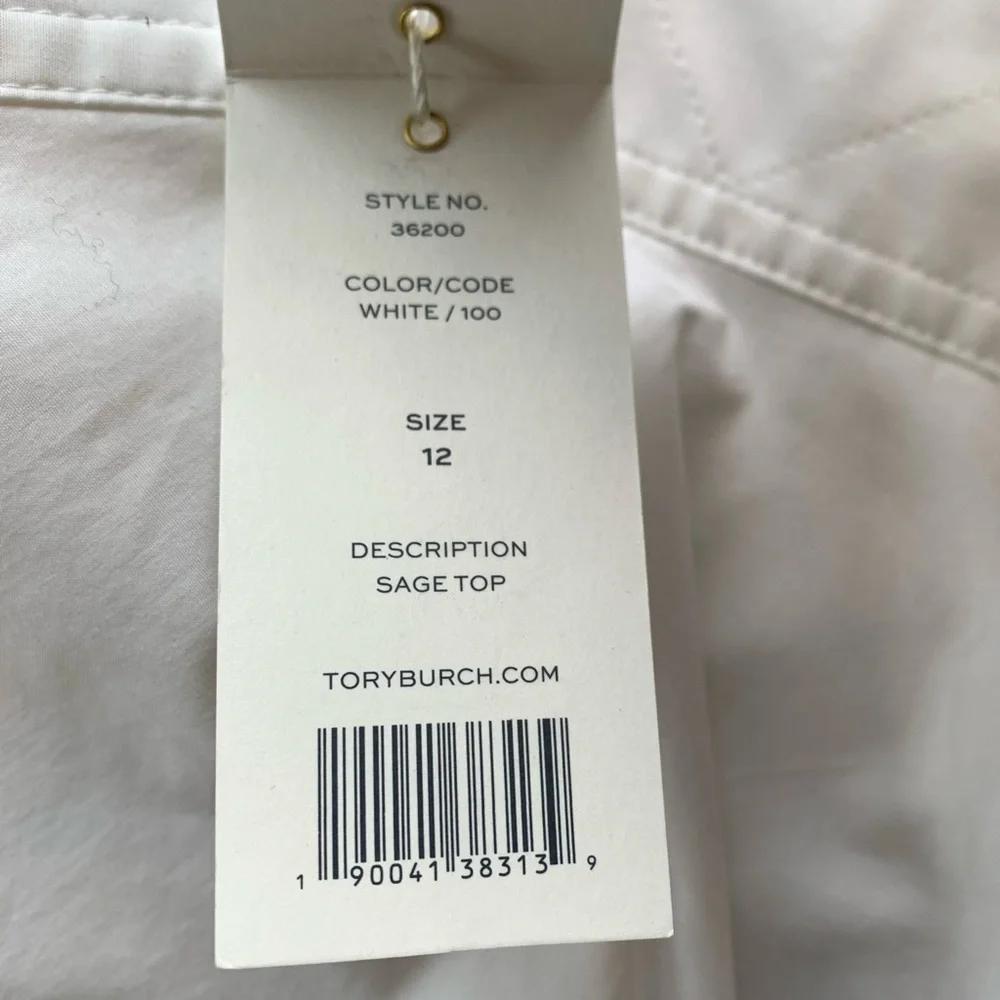 Tory Burch Sage Tiered Ruffle Spaghetti Strap Top White Maroon NWT Size 12